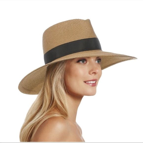 Eric Javits Daphne Fedora Hat Natural Black - Picture 1 of 11
